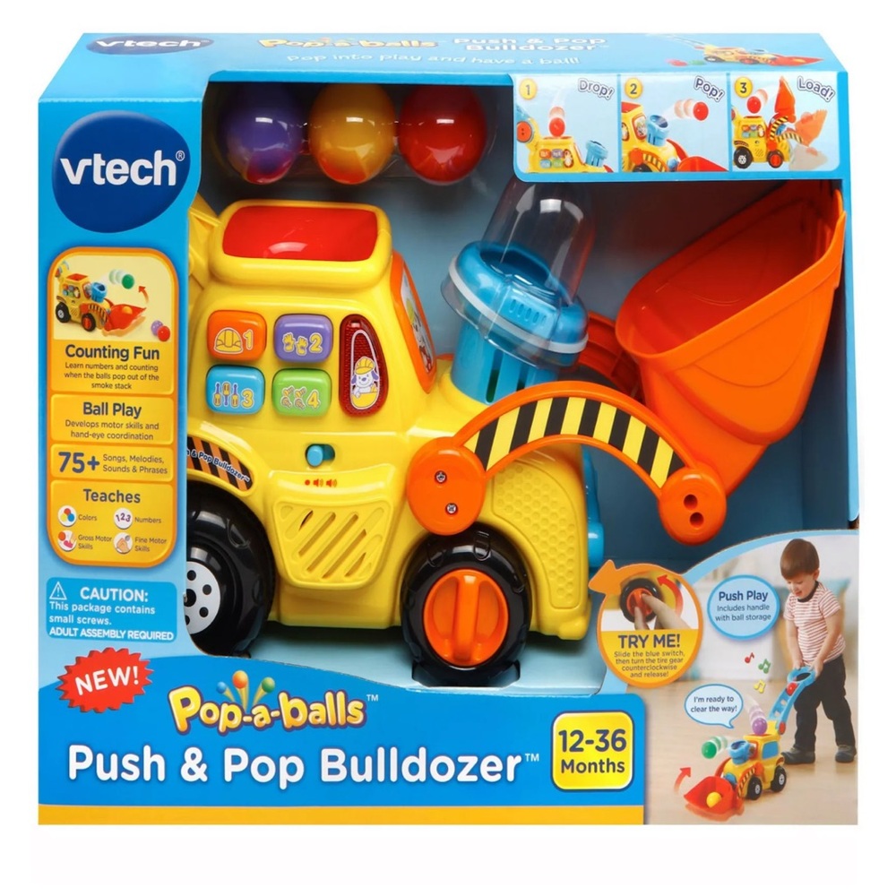 Vtech pop a ball push and pop bulldozer NIB
